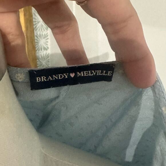 Brandy Melville Pale Blue Wrap Dress Size 0 Tiny Flowers - Picture 4 of 7